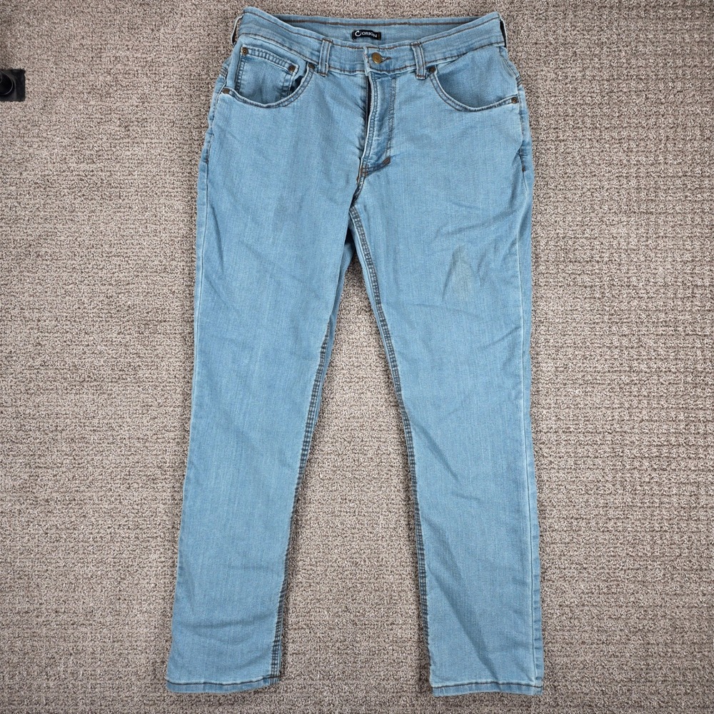 Origin Maine Mens 32x30 D68 Blue Light Wash Denim Jeans Stretch USA Fighter Fit